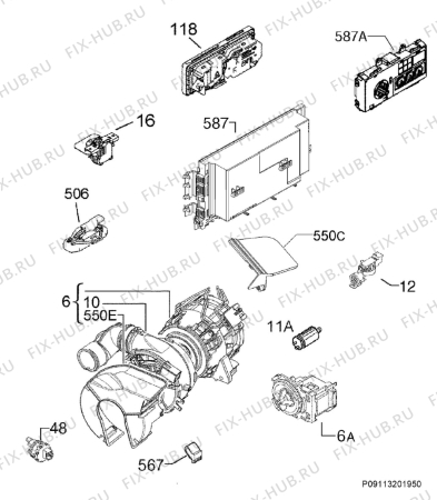 Схема №11 F50502ID0 с изображением Модуль (плата) управления для посудомойки Aeg 973911523058031